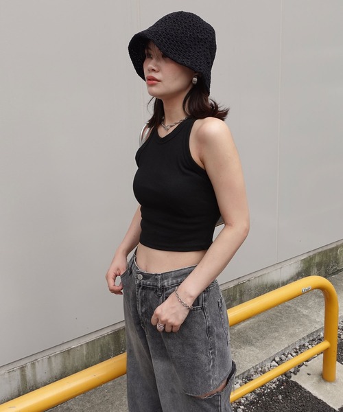 CORNERS（コーナーズ）の「アメスリショートタンク（タンクトップ・レディース・グレー/ホワイト/ブラック・M）」の4枚目の写真