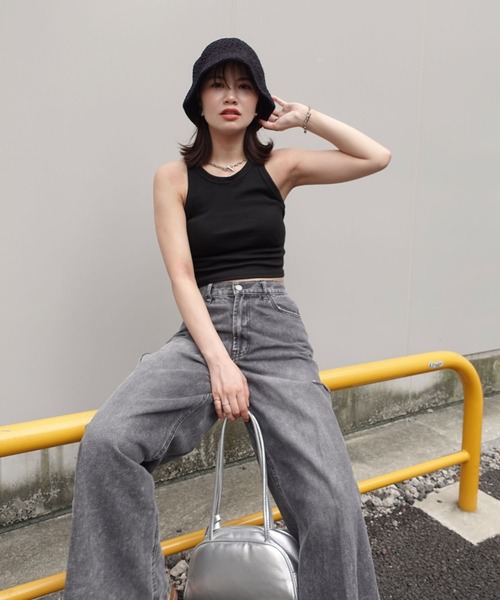 CORNERS（コーナーズ）の「アメスリショートタンク（タンクトップ・レディース・グレー/ホワイト/ブラック・M）」の6枚目の写真