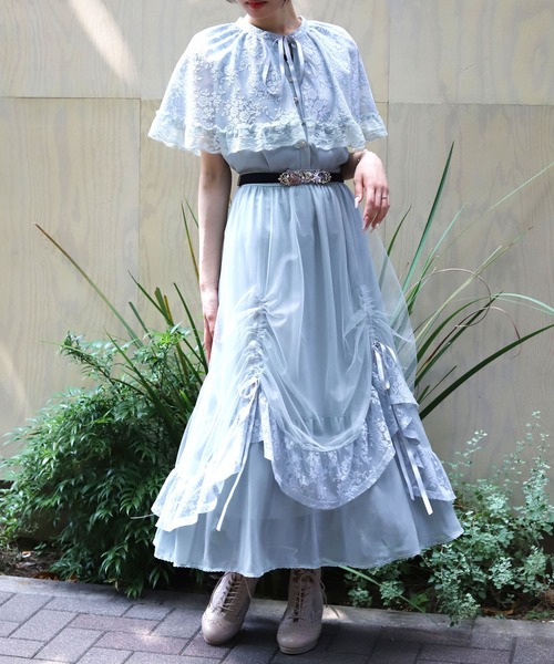 axes femme（アクシーズファム）の「ドロストレースケープワンピース（ワンピース・レディース・ミント/キナリ/ブラック・LARGE/MEDIUM）」の3枚目の写真