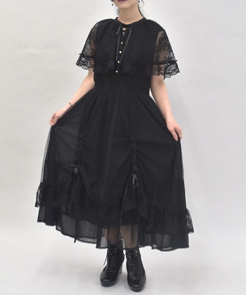 axes femme（アクシーズファム）の「ドロストレースケープワンピース（ワンピース・レディース・ミント/キナリ/ブラック・LARGE/MEDIUM）」の2枚目の写真