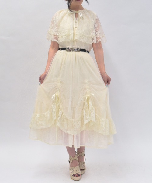 axes femme（アクシーズファム）の「ドロストレースケープワンピース（ワンピース・レディース・ミント/キナリ/ブラック・LARGE/MEDIUM）」の7枚目の写真