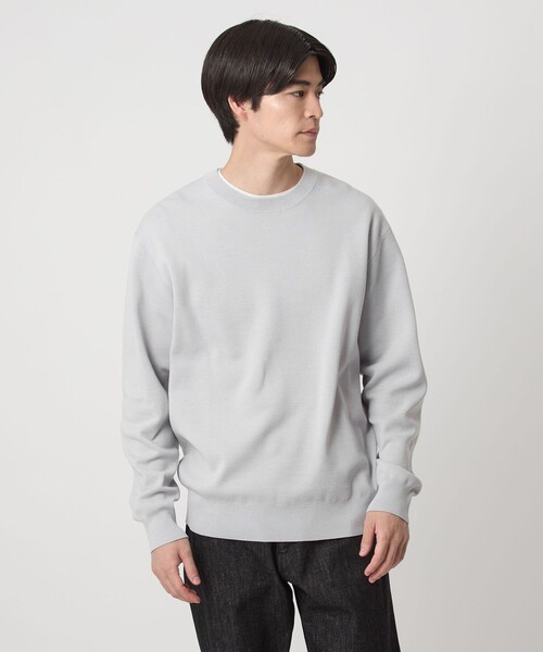 ポリエステル ウール ミラノリブ クルーネック ニット（ニット