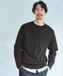 ポリエステル ウール ミラノリブ クルーネック ニット