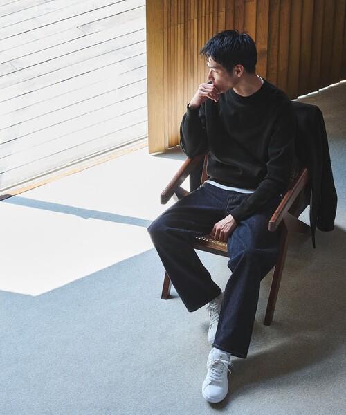 green label relaxing（グリーンレーベルリラクシング）の「ポリエステル ウール ミラノリブ クルーネック ニット（ニット/セーター・メンズ・ライトグレー/ブラック/ターコイズブルー・S/M/L/XL）」の5枚目の写真