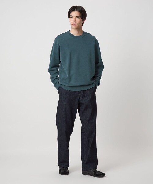 green label relaxing（グリーンレーベルリラクシング）の「ポリエステル ウール ミラノリブ クルーネック ニット（ニット/セーター・メンズ・ライトグレー/ブラック/ターコイズブルー・S/M/L/XL）」の9枚目の写真