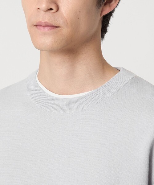 green label relaxing（グリーンレーベルリラクシング）の「ポリエステル ウール ミラノリブ クルーネック ニット（ニット/セーター・メンズ・ライトグレー/ブラック/ターコイズブルー・S/M/L/XL）」の14枚目の写真