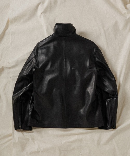 WILD LIFE TAILOR Adam et Rope'（ワイルドテーラーアダムエロペ　）の「【WILD LIFE TAILOR】GOAT LEATHER RACING BLOUSON（ブルゾン・メンズ・ブラック・S/M/L）」の2枚目の写真