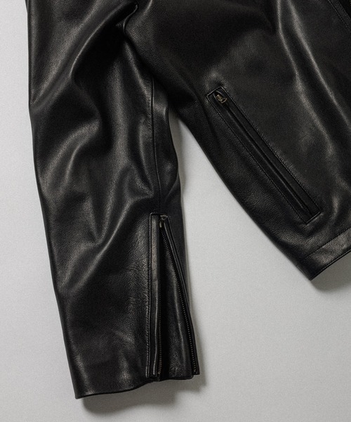 WILD LIFE TAILOR Adam et Rope'（ワイルドテーラーアダムエロペ　）の「【WILD LIFE TAILOR】GOAT LEATHER RACING BLOUSON（ブルゾン・メンズ・ブラック・S/M/L）」の4枚目の写真