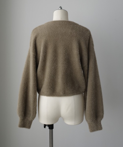 Louere（ルエレ）の「ショート丈シャギーリボンニットカーディガン（カーディガン/ボレロ・レディース・グレイッシュベージュ/アイボリー/チャコール・LARGE/MEDIUM/SMALL）」の22枚目の写真