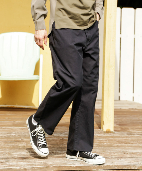 MR.OLIVE（ミスターオリーブ）の「MR.OLIVE ミスターオリーブ / GERMAN DUCK WASHED WIDE STRIGHT PANTS ワンウォッシュダックワイドストレートパンツ / M253110（その他パンツ・メンズ・ブラック/グリーン・MEDIUM/LARGE）」の2枚目の写真