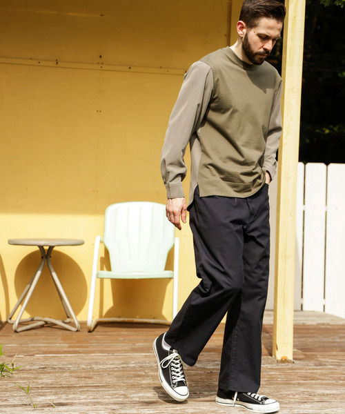 MR.OLIVE（ミスターオリーブ）の「MR.OLIVE ミスターオリーブ / GERMAN DUCK WASHED WIDE STRIGHT PANTS ワンウォッシュダックワイドストレートパンツ / M253110（その他パンツ・メンズ・ブラック/グリーン・MEDIUM/LARGE）」の5枚目の写真