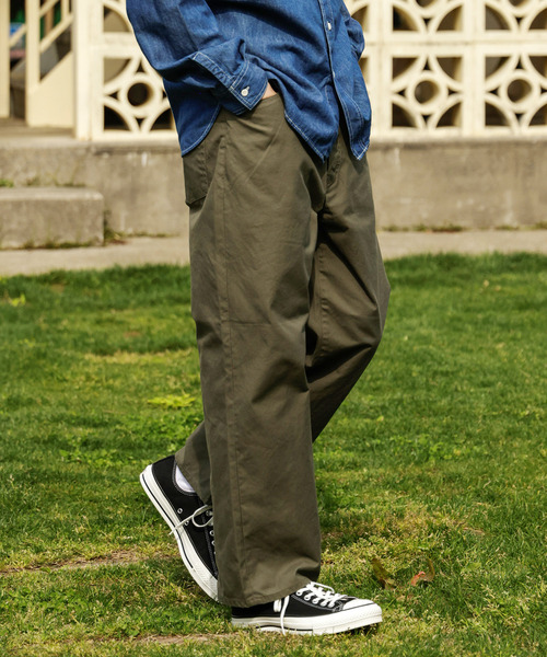 MR.OLIVE（ミスターオリーブ）の「MR.OLIVE ミスターオリーブ / GERMAN DUCK WASHED WIDE STRIGHT PANTS ワンウォッシュダックワイドストレートパンツ / M253110（その他パンツ・メンズ・ブラック/グリーン・MEDIUM/LARGE）」の4枚目の写真
