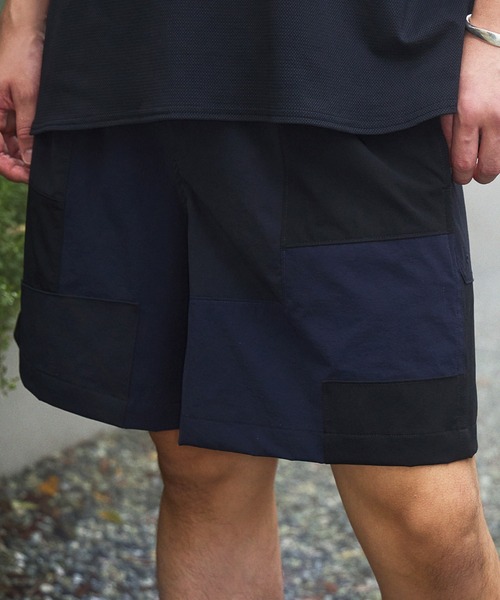 セール】UNFRM FOR TENGA 2WAY STRETCH PATCWORK BAGGY SHORTS Navy