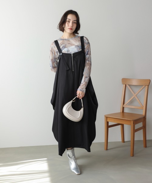 Bou Jeloud（ブージュルード）の「ジップ変形ジャンスカ（ジャンパースカート・レディース・ブラック/グレー・38）」の2枚目の写真