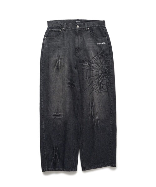 Subciety(サブサエティ)の「Cobweb curved denim pants(デニムパンツ・メンズ・インディゴブルー/ブラック・X-LARGE/LARGE/MEDIUM/SMALL)」の22枚目の写真