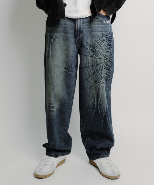 Subciety（サブサエティ）の「Cobweb curved denim pants（デニムパンツ・メンズ・インディゴブルー/ブラック・X-LARGE/LARGE/MEDIUM/SMALL）」の15枚目の写真