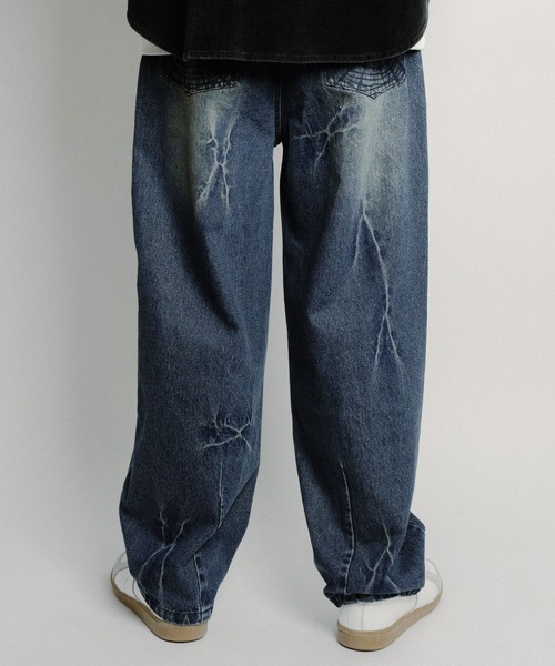 Subciety（サブサエティ）の「Cobweb curved denim pants（デニムパンツ・メンズ・インディゴブルー/ブラック・X-LARGE/LARGE/MEDIUM/SMALL）」の17枚目の写真