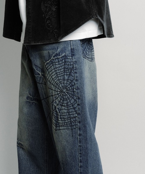Subciety(サブサエティ)の「Cobweb curved denim pants(デニムパンツ・メンズ・インディゴブルー/ブラック・X-LARGE/LARGE/MEDIUM/SMALL)」の20枚目の写真