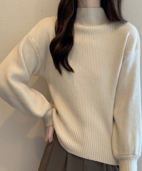 cammie（キャミー）の「ボトルネックニットトップス（ニット/セーター・レディース・ブラック/グレー/アイボリー/ブラウン/ホワイト/ベージュ/ピンク・FREE）」の15枚目の写真