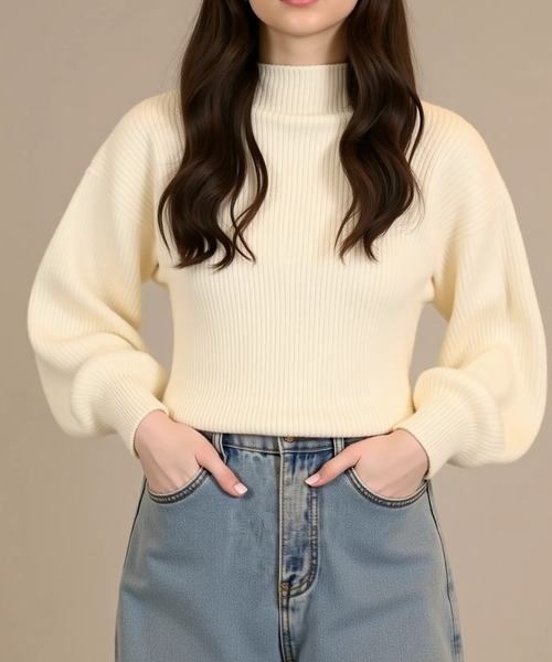 cammie（キャミー）の「ボトルネックニットトップス（ニット/セーター・レディース・ブラック/グレー/アイボリー/ブラウン/ホワイト/ベージュ/ピンク・FREE）」の11枚目の写真