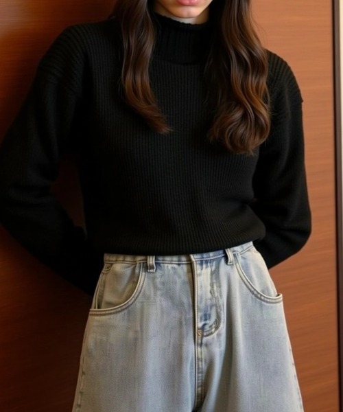 cammie（キャミー）の「ボトルネックニットトップス（ニット/セーター・レディース・ブラック/グレー/アイボリー/ブラウン/ホワイト/ベージュ/ピンク・FREE）」の20枚目の写真