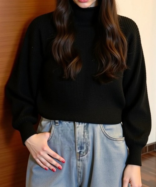 cammie（キャミー）の「ボトルネックニットトップス（ニット/セーター・レディース・ブラック/グレー/アイボリー/ブラウン/ホワイト/ベージュ/ピンク・FREE）」の19枚目の写真