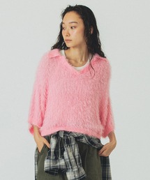 新品未使用タグ付き　ローズバッド　ピンク　ニット ROSE BUD（ローズバッド）の「クロップドシアーニット（ニット