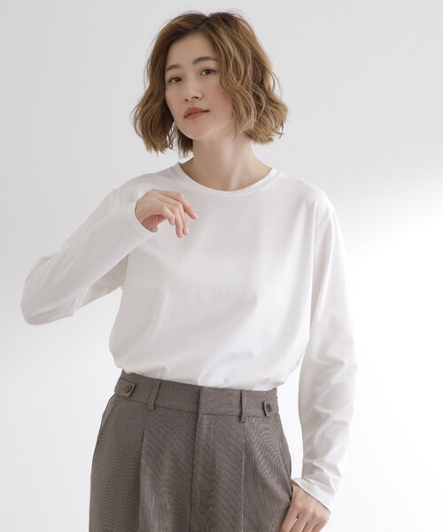 grove(グローブ)の「ボーダーアソートベーシックロンT(Tシャツ/カットソー・レディース・ホワイト系5/ホワイト系3/オフホワイト・03/02/04/01/05)」の1枚目の写真