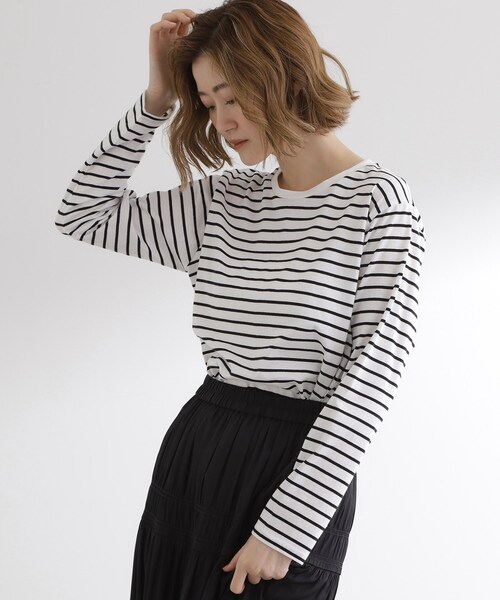 grove(グローブ)の「ボーダーアソートベーシックロンT(Tシャツ/カットソー・レディース・ホワイト系5/ホワイト系3/オフホワイト・03/02/04/01/05)」の21枚目の写真