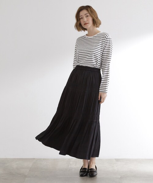 grove(グローブ)の「ボーダーアソートベーシックロンT(Tシャツ/カットソー・レディース・ホワイト系5/ホワイト系3/オフホワイト・03/02/04/01/05)」の4枚目の写真