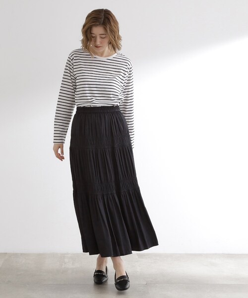 grove(グローブ)の「ボーダーアソートベーシックロンT(Tシャツ/カットソー・レディース・ホワイト系5/ホワイト系3/オフホワイト・03/02/04/01/05)」の5枚目の写真