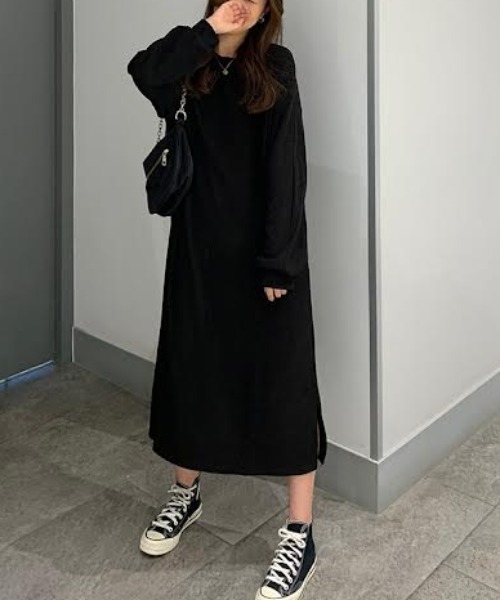 cammie(キャミー)の「裾スリットリブワンピース(ワンピース・レディース・ブラウン/ブラック・FREE)」の1枚目の写真