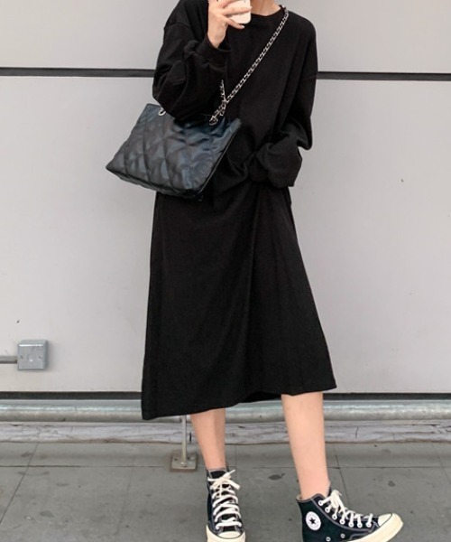 cammie(キャミー)の「裾スリットリブワンピース(ワンピース・レディース・ブラウン/ブラック・FREE)」の5枚目の写真
