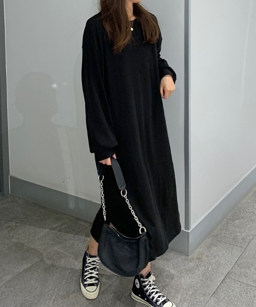 cammie(キャミー)の「裾スリットリブワンピース(ワンピース・レディース・ブラウン/ブラック・FREE)」の6枚目の写真
