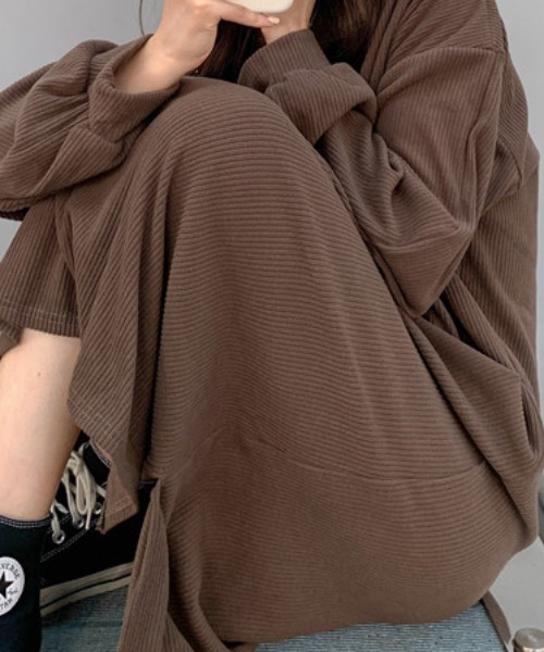 cammie(キャミー)の「裾スリットリブワンピース(ワンピース・レディース・ブラウン/ブラック・FREE)」の10枚目の写真