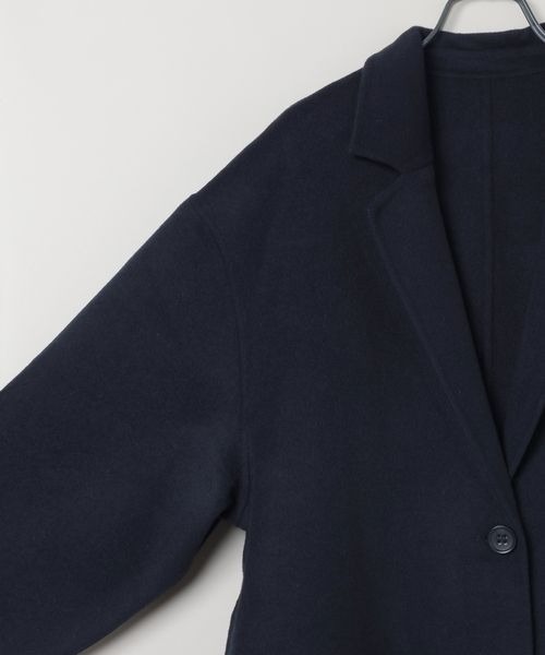 JEANASIS（ジーナシス）の「ショートビーバーチェスターロングコート/579536（チェスターコート・レディース・ブラウン系その他/ネイビー・FREE）」の5枚目の写真