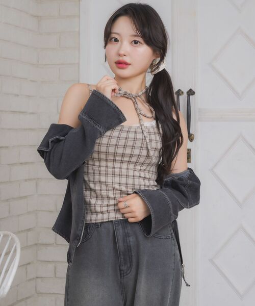 ems excite（エムズエキサイト）の「【新色追加】ホルター付きキャミソール（Tシャツ/カットソー・レディース・オフホワイト/ブラック系その他4/ホワイト系その他/ブラウン系その他2・FREE）」の14枚目の写真