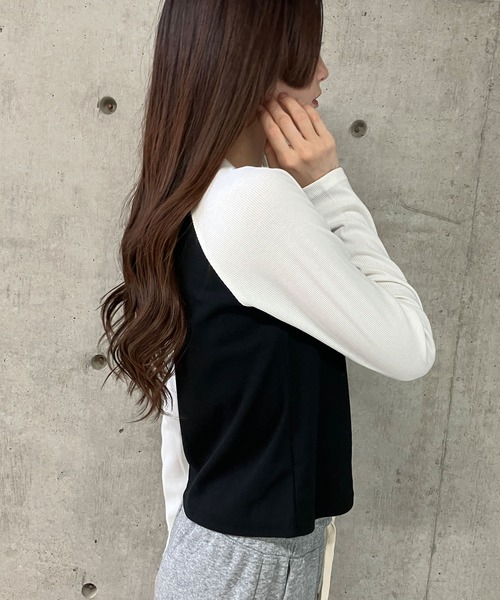 GLAMOROUS JANE(グラマラスジェーン)の「BETTY BOOPフロント刺繍ラグランショート丈ロンT(Tシャツ/カットソー・レディース・ブラック/オフホワイト/グレー・FREE)」の16枚目の写真