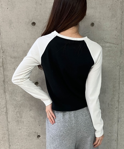 GLAMOROUS JANE(グラマラスジェーン)の「BETTY BOOPフロント刺繍ラグランショート丈ロンT(Tシャツ/カットソー・レディース・ブラック/オフホワイト/グレー・FREE)」の17枚目の写真