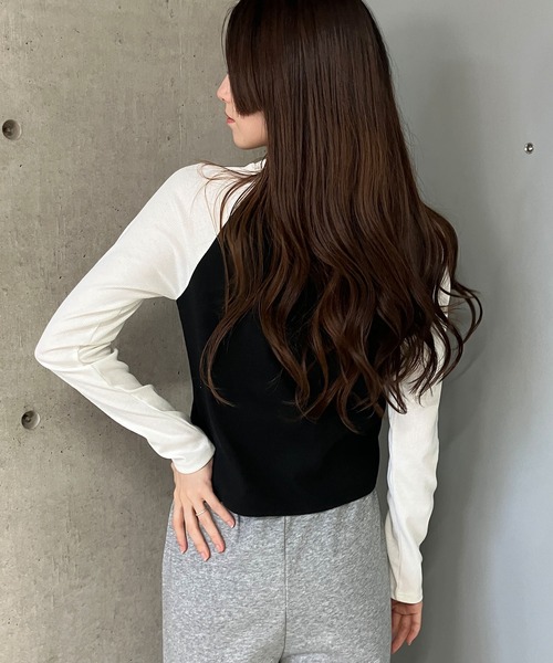 GLAMOROUS JANE(グラマラスジェーン)の「BETTY BOOPフロント刺繍ラグランショート丈ロンT(Tシャツ/カットソー・レディース・ブラック/オフホワイト/グレー・FREE)」の22枚目の写真