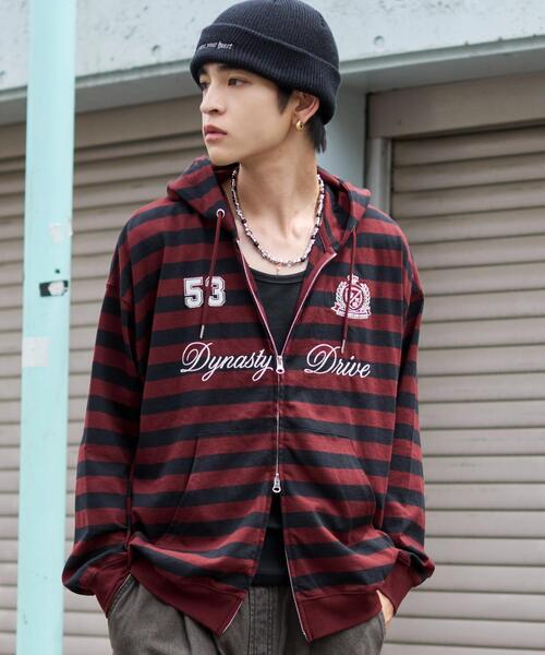 WEGO（ウィゴー）の「WEGO/ナンバリングカットZIPパーカー（パーカー・メンズ・ブラック/杢グレー/グレー系その他5/レッド系その他5・MEDIUM/LARGE）」の4枚目の写真