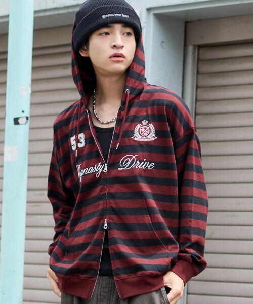 WEGO（ウィゴー）の「WEGO/ナンバリングカットZIPパーカー（パーカー・メンズ・ブラック/杢グレー/グレー系その他5/レッド系その他5・MEDIUM/LARGE）」の13枚目の写真