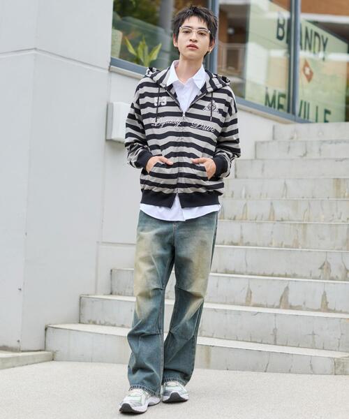 WEGO（ウィゴー）の「WEGO/ナンバリングカットZIPパーカー（パーカー・メンズ・ブラック/杢グレー/グレー系その他5/レッド系その他5・MEDIUM/LARGE）」の9枚目の写真