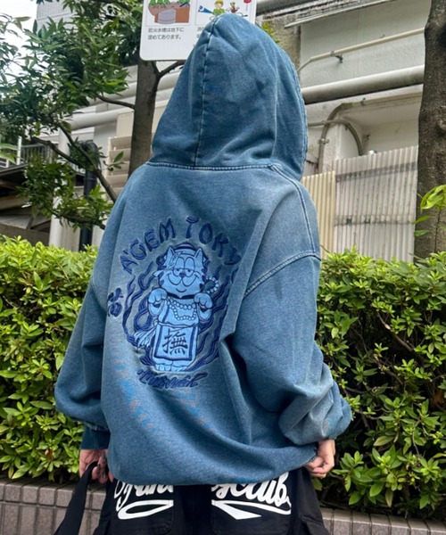 A'GEM/9 × .kom 『A'gem/エージェム』 猫ニットデニムジップアップ