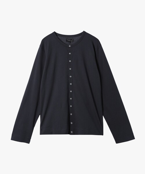 agnes b.(アニエスベー)の「メンズ オーガニックコットン 長袖 カーディガンプレッション(カーディガン/ボレロ・メンズ・グレー系その他・1/2/3)」の1枚目の写真