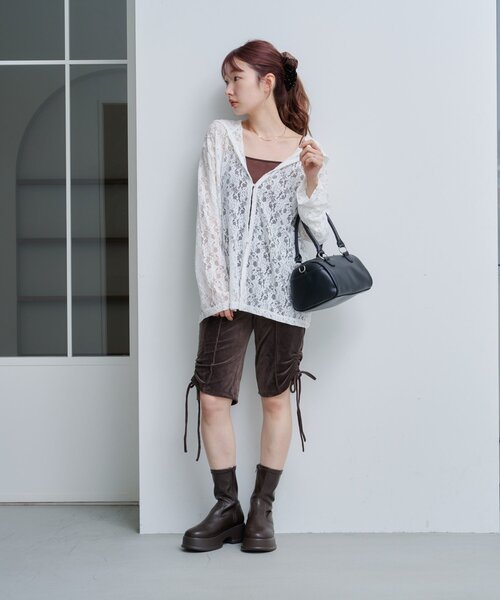 Kastane（カスタネ）の「レースフーディー（パーカー・レディース・ブラック/オフホワイト・FREE）」の6枚目の写真