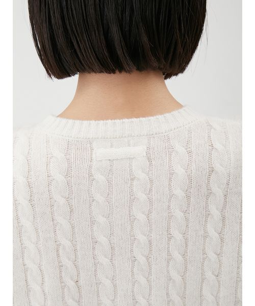 カシミヤタッチ配色ケーブルニットカーディガン（カーディガン