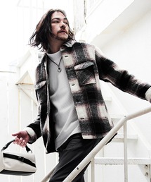 NICOLE CLUB FOR MEN | Wパッチポケット チェックシャツブルゾン(シャツ/ブラウス)