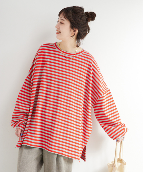 B.C STOCK(ベーセーストック)の「【WEB限定】ウォッシャブル / ビッグボーダープルオーバー(Tシャツ/カットソー・レディース・マルチ/その他13/その他8・FREE)」の1枚目の写真