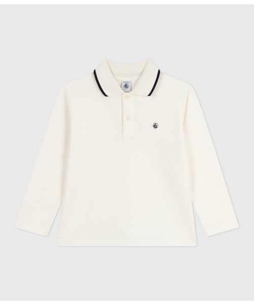 PETIT BATEAU(プチバトー)の「長袖ポロシャツ(ポロシャツ・キッズ・オフホワイト・3YEAR/4YEAR/5YEAR)」の1枚目の写真